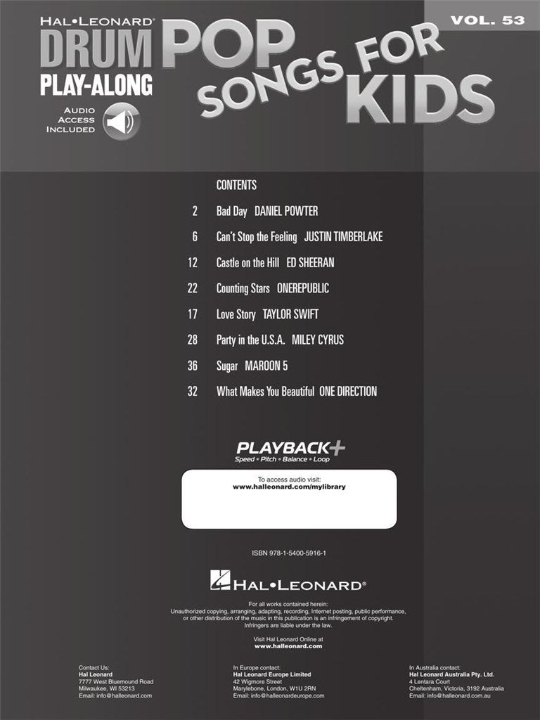 Drum Play Along Vol.53 Pop Songs For Kids