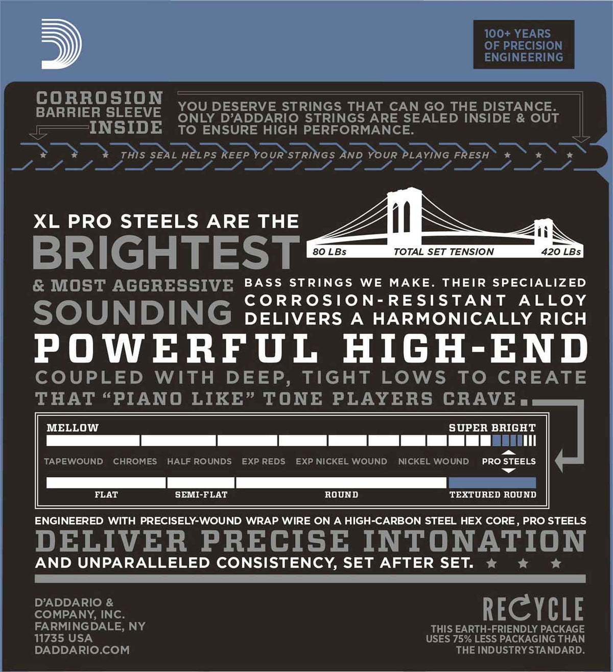 EPS165 Pro Steels Long Scale Reg LT Top/med Bottom 45-105