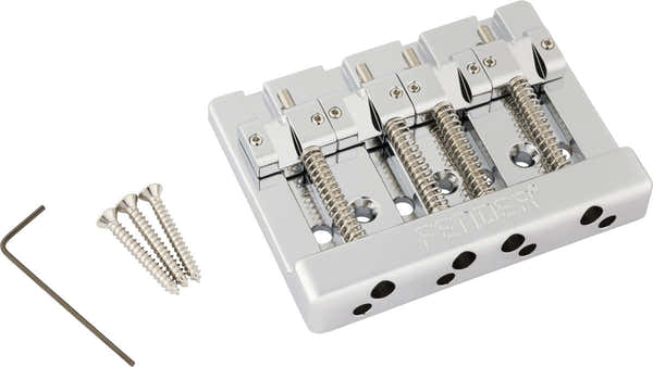 Fender HiMass String-Through 4-String Bass Bridge Assembly With Brass Saddles Chrome