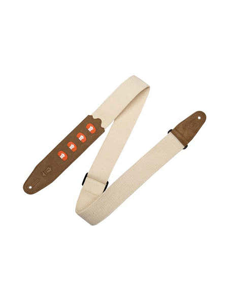 Katoenen riem met 4 plectrumhouders 5 cm - Naturel/Natuurlijk
