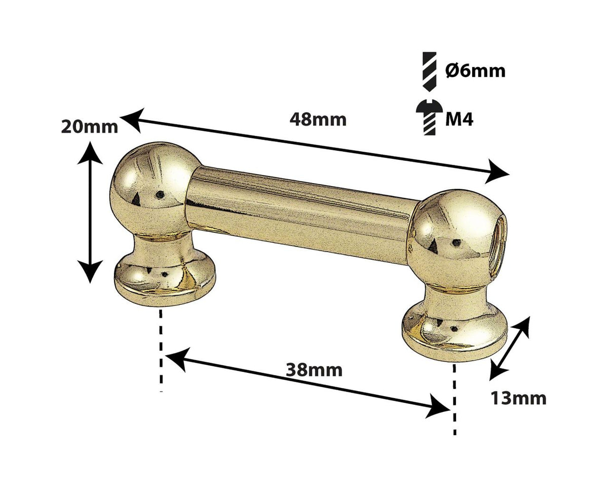 TL12D38-BR Coquille Tube 38mm Dorée Double Tirant (X1)