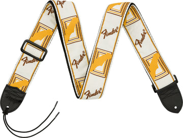 2" Gitaarband met monogram Wit/Bruin/Geel