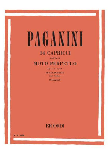 Paganini N. - 14 Capricci (dall'op.1) E 'moto Perpetuo' Op.11 N.6 - Clarinette