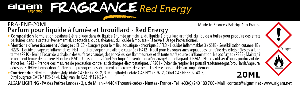 Parfum voor Rook- en Nevelvloeistof Red Energy 20ML