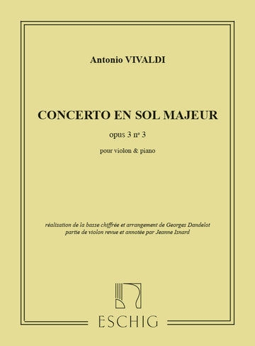Vivaldi A. - Concerto En Sol Majeur Op.3 N°3 - Violon et Piano