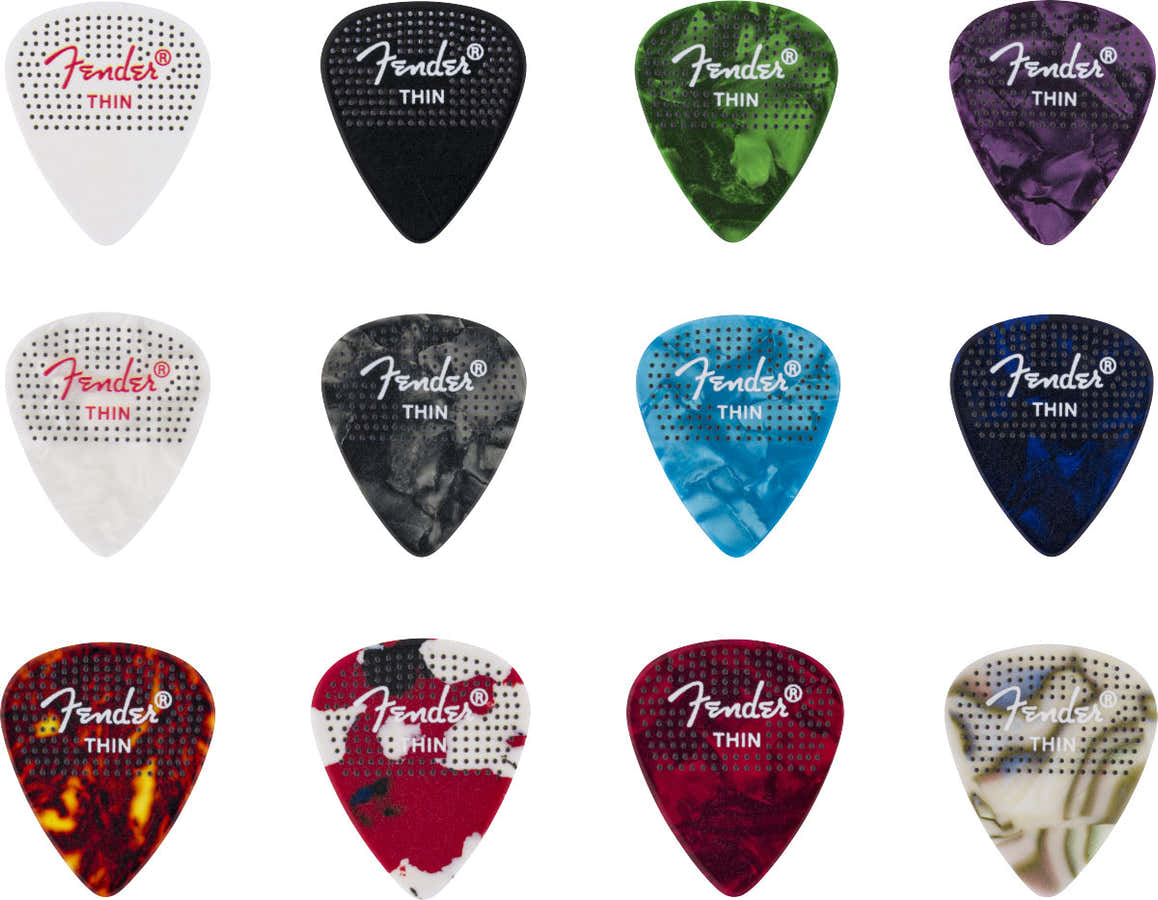 351 Gestippelde celluloid plectrums 12-pack dun