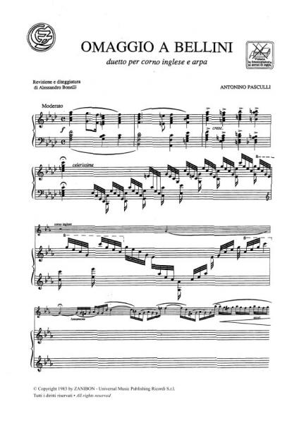 PASCULLI A. - OMAGGIO A BELLINI - HAUTBOIS