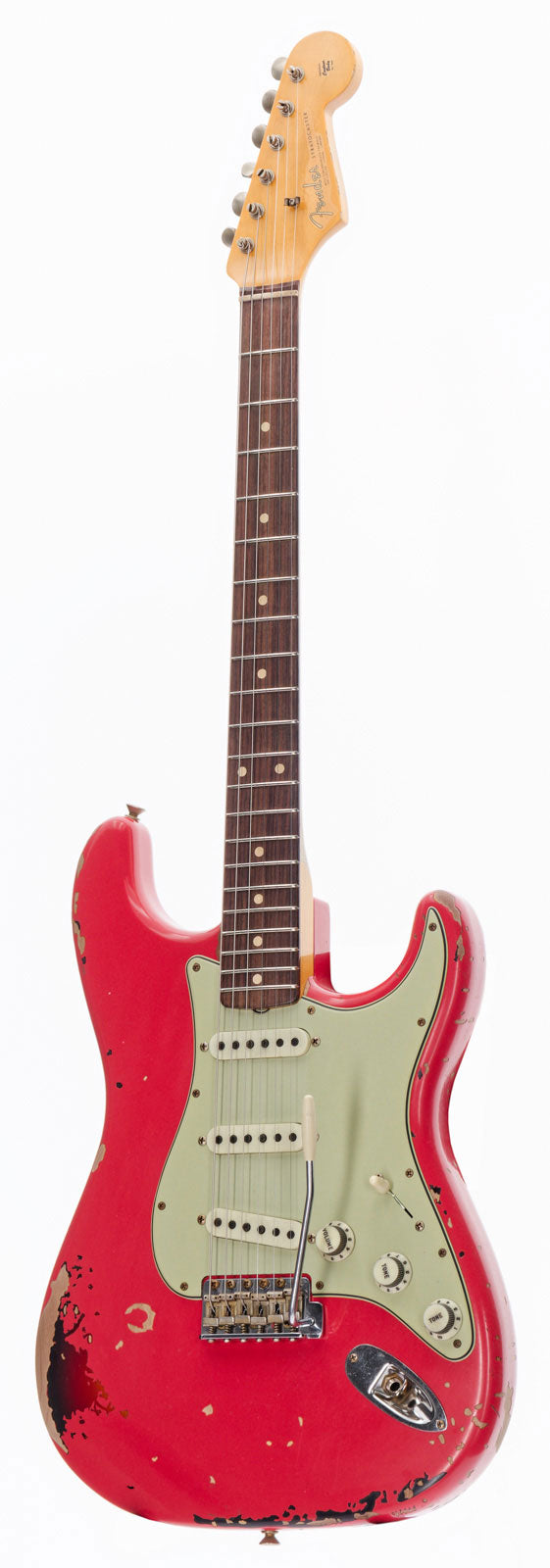 Stratocaster Michael Landau '63 FIESTA RED over 3-kleurige Sunburst Signature Artist 2025