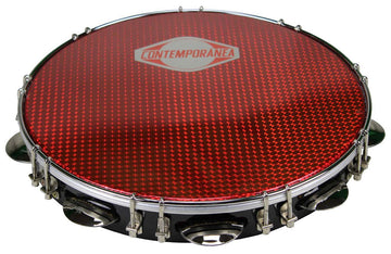 C-PF12-1BR - Pandeiro 12" Noir - Peau Rouge - Reconditionné