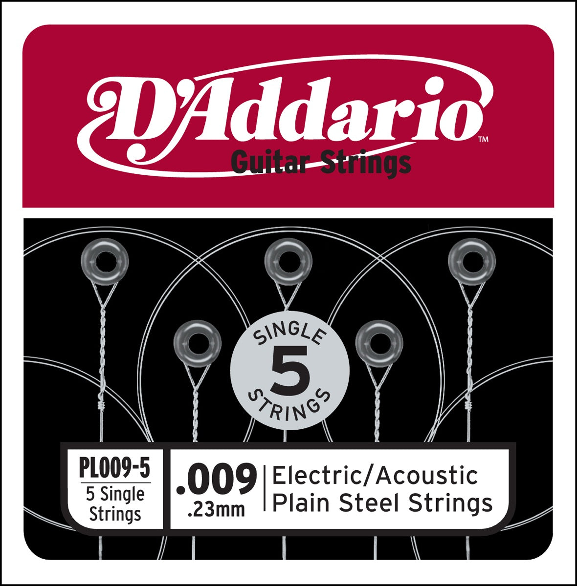 D'ADDARIO PL009-5 Plain Steel 09 5-Pack