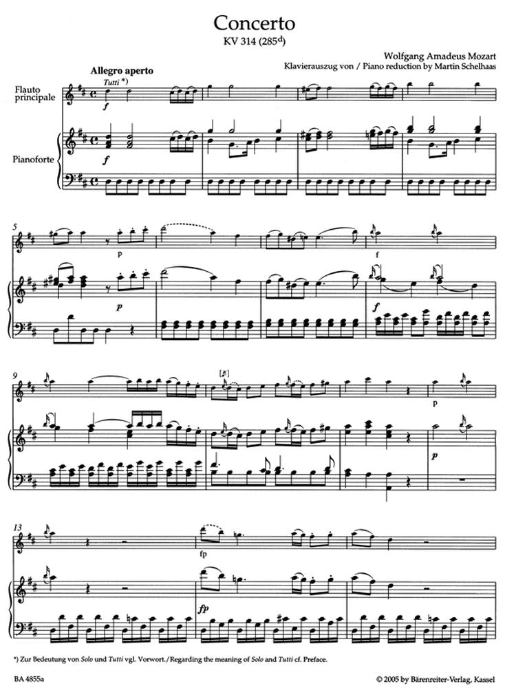Moz W.A. - Concerto En Re Majeur Kv 314 (285D) - Flute Piano