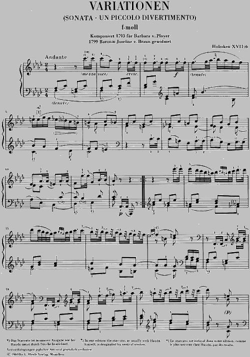 Haydn J. - Variations F Minor Hob. Xvii:6