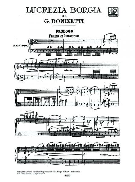 DONIZETTI G. - LUCREZIA BORGIA - CHANT ET PIANO