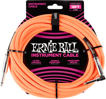 Cables Instrument Gaine Tisse Jack/jack Coudé 5,5M Orange