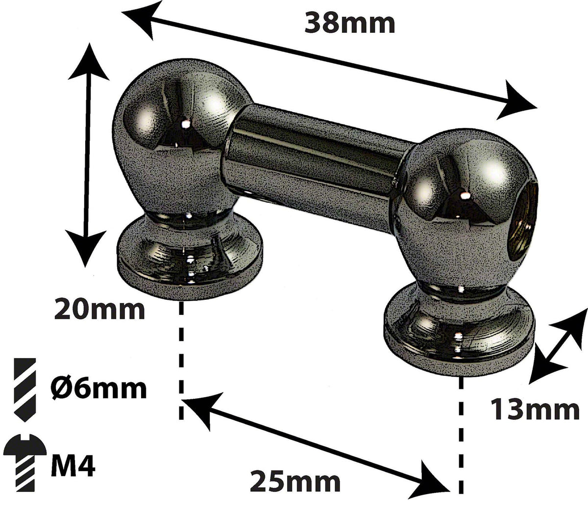 TL1S25-Bk Coquille Tube 25mm Noir Mono Tirant (X1)