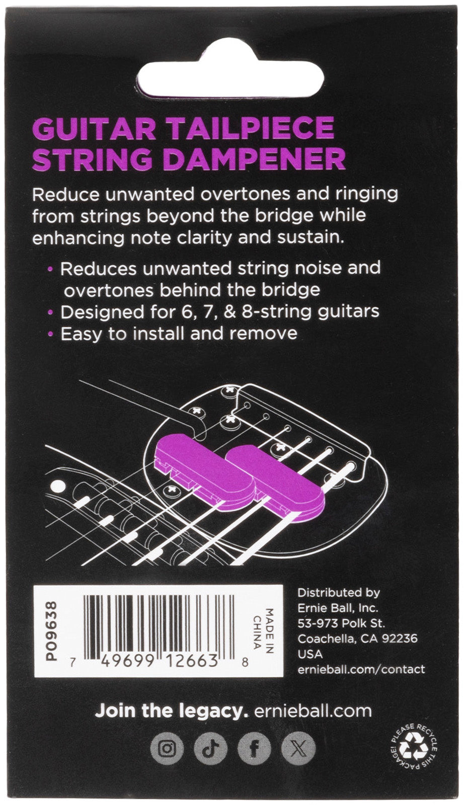 Atténuateur De Résonance Pour Cordier Des Guitares 6 7 Et 8 Cordes