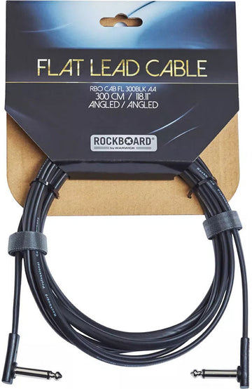 Platte Instrumentkabel 3 M Haaks/Haaks - Zwart