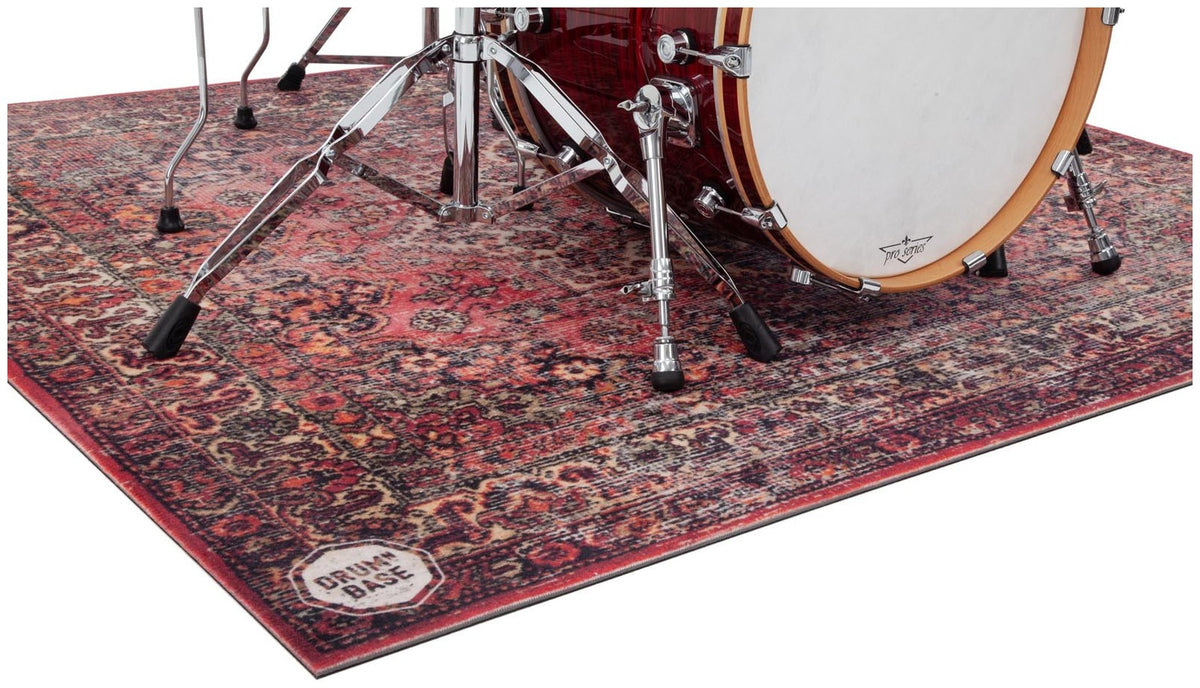 Suspension Libre & Réduction du Bruit d'Impact de 27dB - Tapis Batterie 1.85 x 1.65m - Rouge Persan Usé