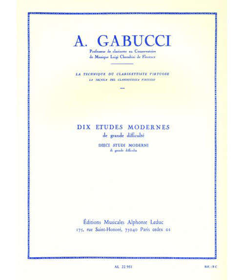GABUCCI - 1 ÉTUDES MODERNES DE GRANDE DIFFICULTÉ POUR CLARINETTE