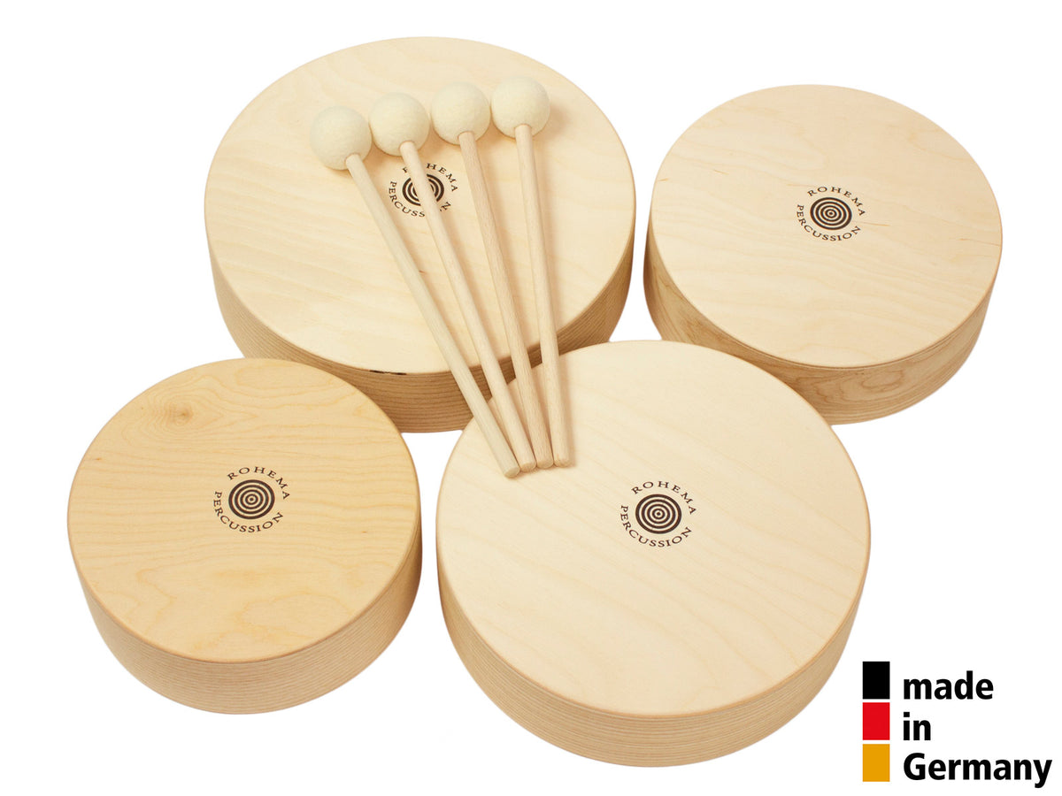 Set De 4 Toms En Bois + 4 Baguettes - 3+