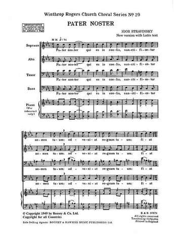 Stravinsky - Pater Noster No. 29 - Choeur Mixte (satb) A Cappella