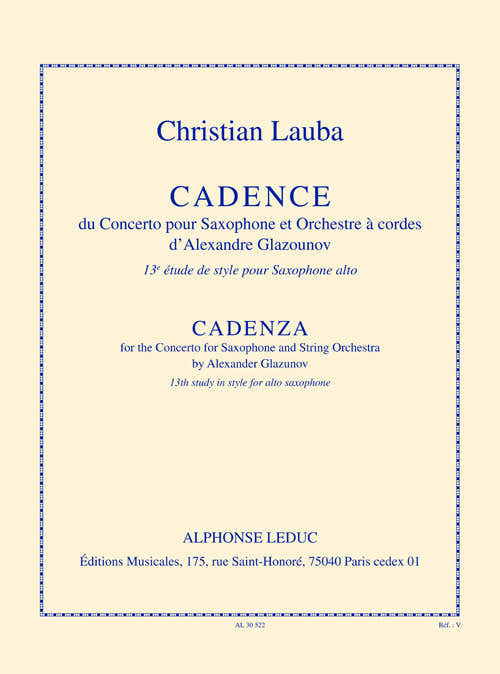 Cadence du concerto pour sax et orchestre a cordes