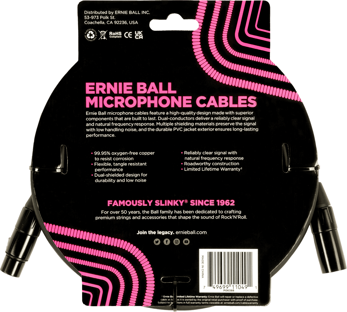 Cbles Microphone Classic XLR Mâle/XLR Fem 6M Noir