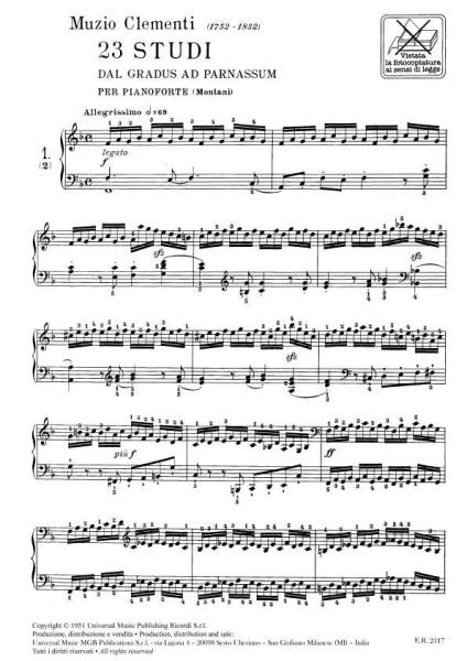 Clementi M. - 23 Studi Dal Gradus Ad Parnassum Per Pianoforte - Piano