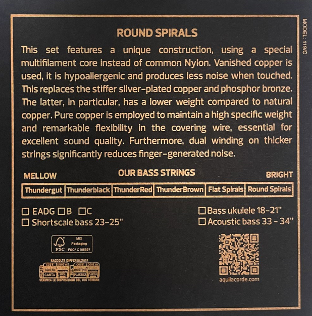 300U Jeu de 4 cordes Round Spirals pour ukulélé basse