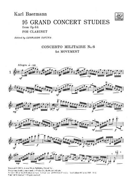 BAERMANN K. - 16 GRANDI STUDI DA CONCERTO - CLARINETTE
