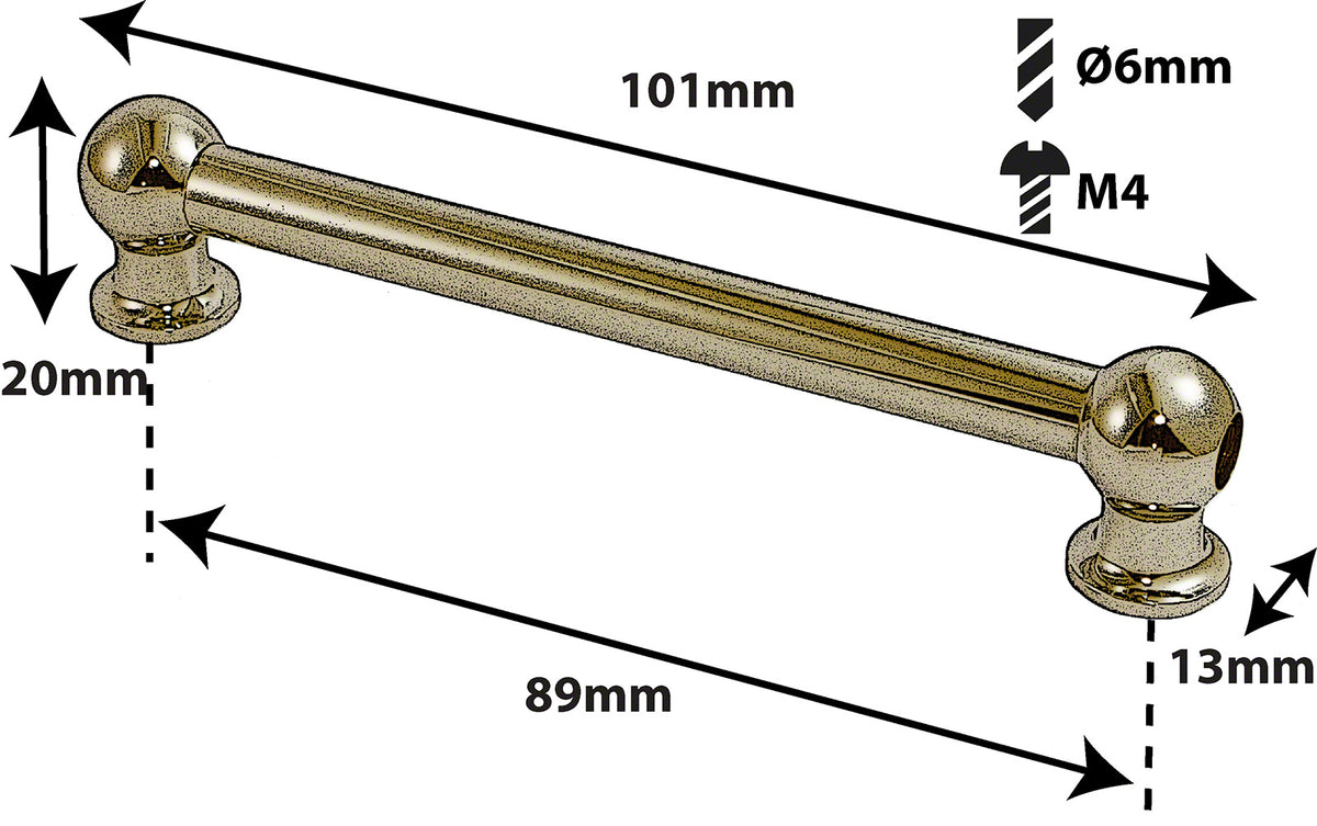 TL1D89-BR Coquille Tube 89mm Dorée Double Tirant (X1)