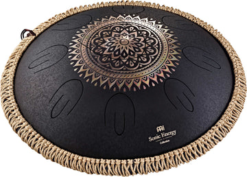 SONIC ENERGY OCTAVE STEEL TONGUE DRUM BLACK ENGRAVED FLORAL DESIGN D KURD