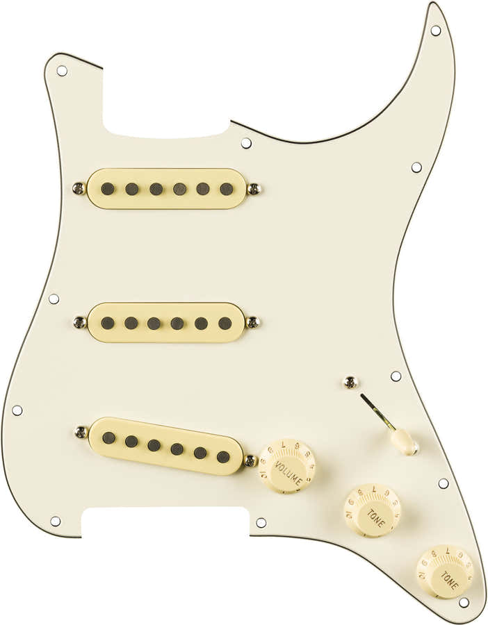 Pre-wired Strat Pickguard Eric Sign. Parchment 11 Hole Pg