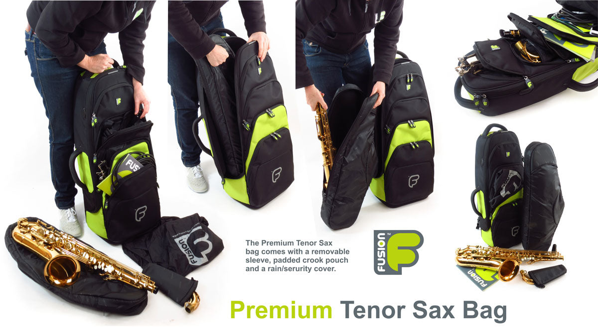 Premium Zwarte/Groene Tenorsaxofoonhoes