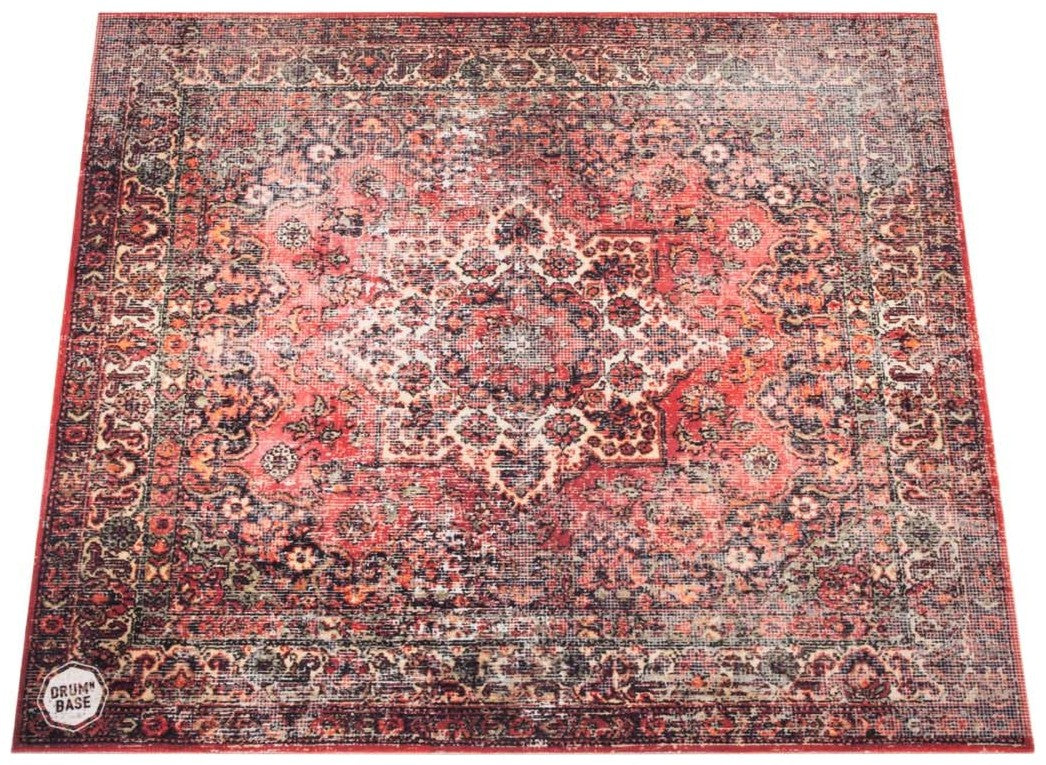 Suspension Libre & Réduction du Bruit d'Impact de 27dB - Tapis de Batterie 1.50 x 1.30m - Persian Worn Red