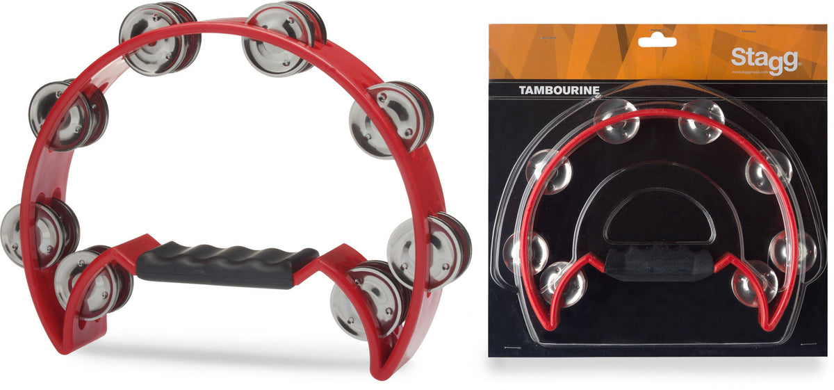 Tambourin 1/2 Lune 16 Cymbalettes Rouge
