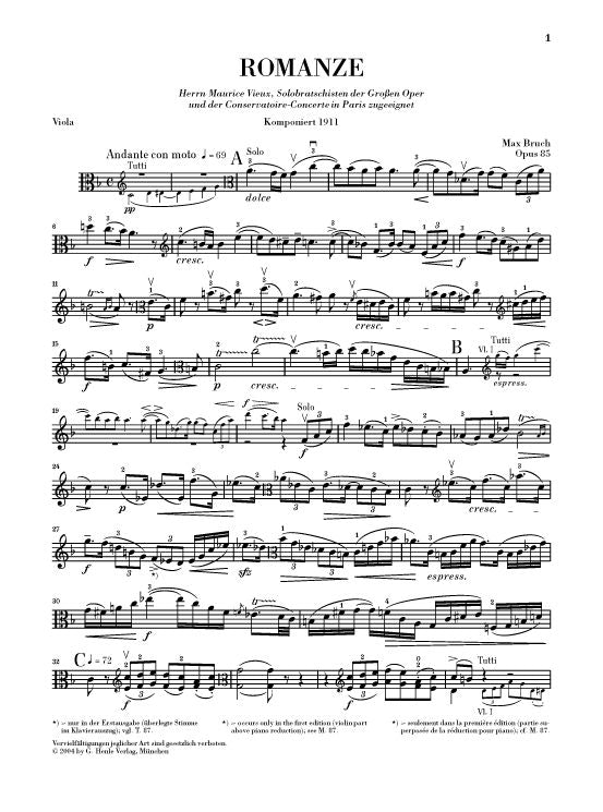 Bruch M. - Romance For Viola And Orchestra F Major Op. 85