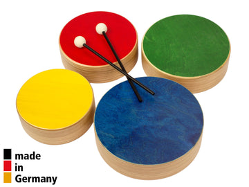 SET OF 4 COLORED WOODEN TOMS + 2 BEATERS - 3+