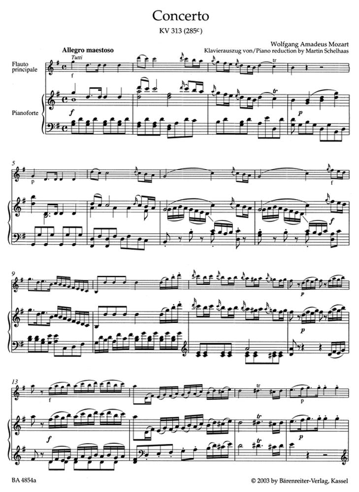 Moz W.A. - Concerto En Sol Majeur Kv 313 (285C) - Flute Piano