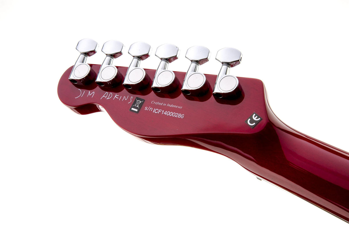 Telecaster JA-90 Thinline Signature Jim Adkins LRL Transparant karmozijnrood