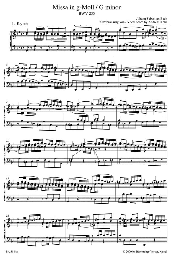 J.S. - Messe En Sol Mineur Bwv 235 Lutherische Messe - Reduction Ch Piano