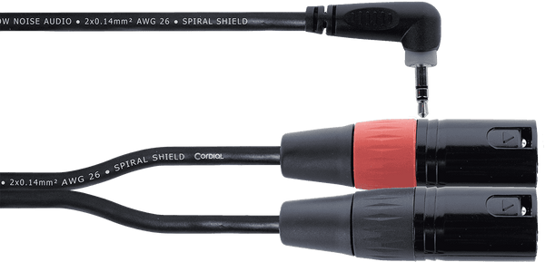 Câble Y Bretelle Mini-jack Stéréo Coudé / 2 XLR Mâle 3 M