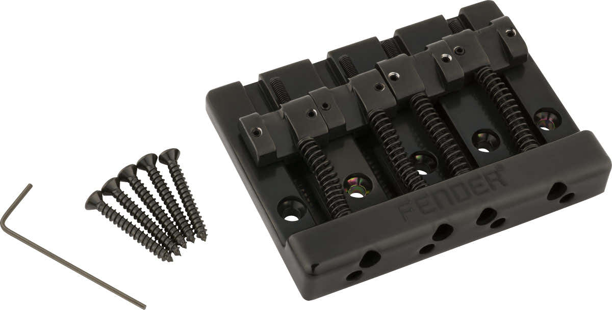 Fender HiMass 4-String Bass Bridge Assembly With Zinc Saddles Black