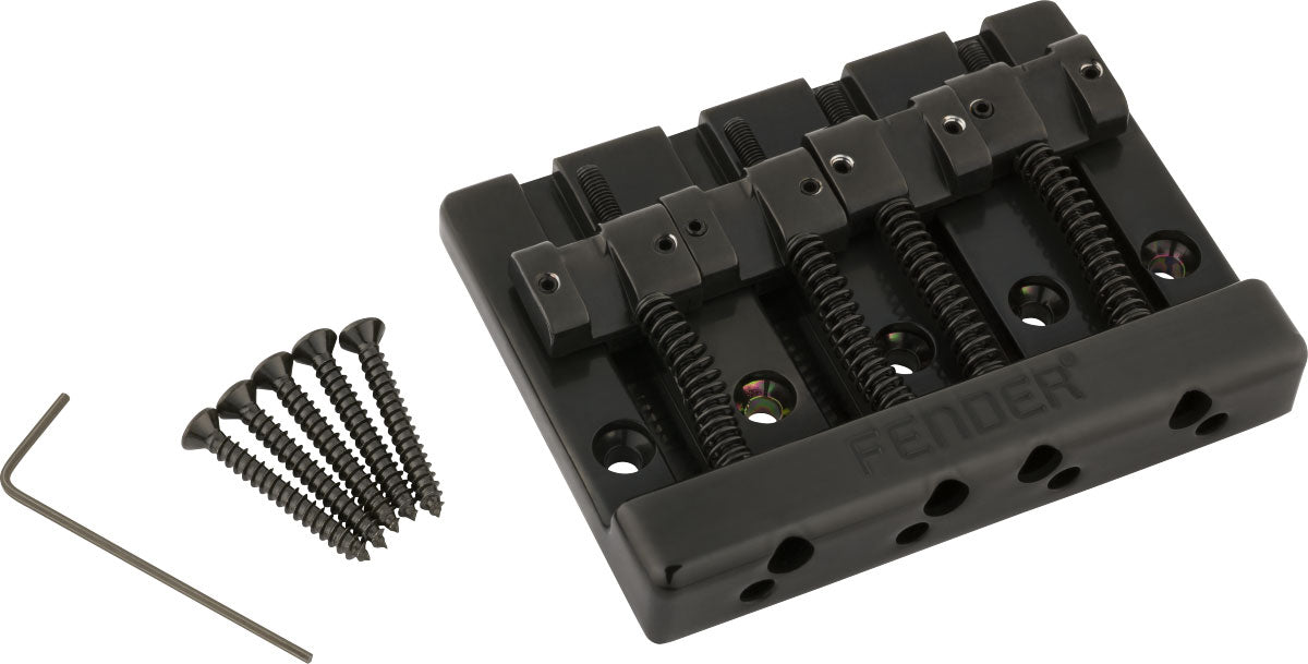 Fender HiMass 4-String Bass Bridge Assembly With Zinc Saddles Black
