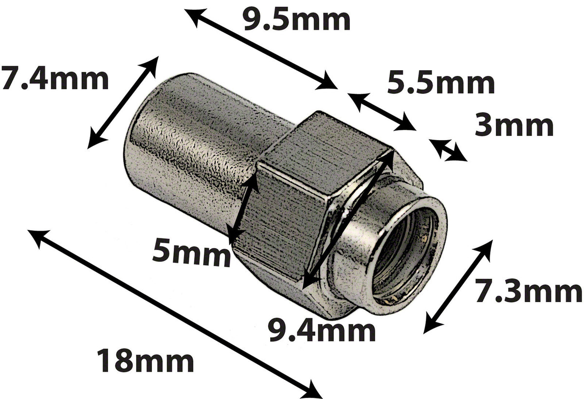 SN-HE-18B Draaimoer 18mm Zeskantkop Messing (X4)