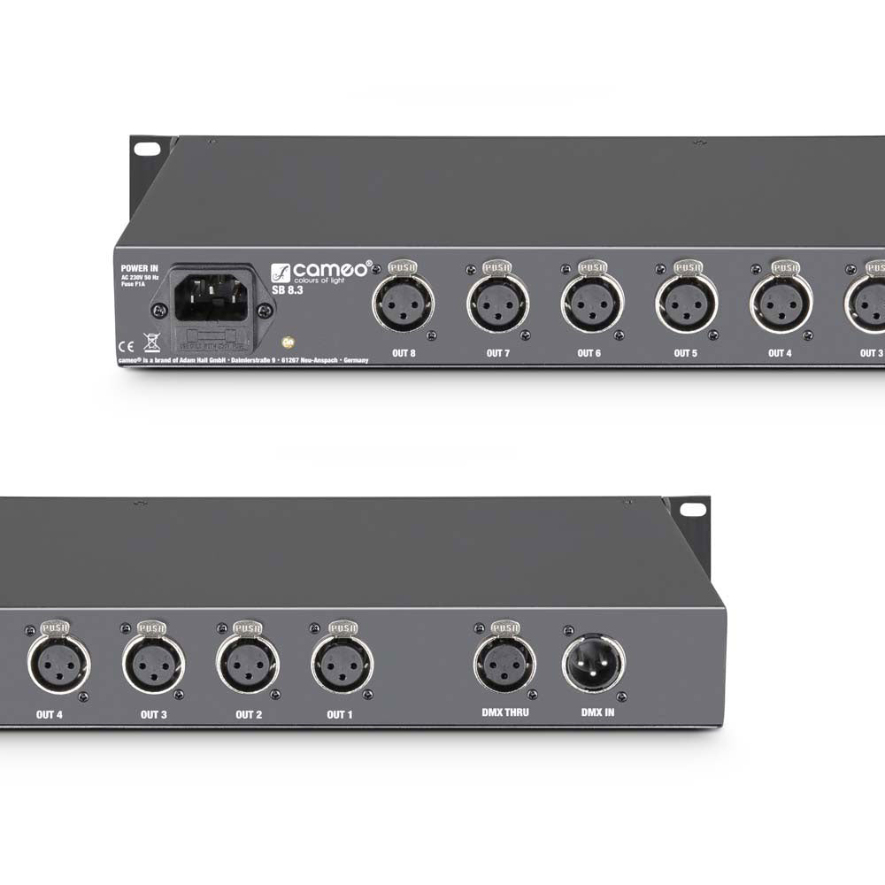SB8.3 - SPLITTER - 8-KANAALS DMX-BOOSTER (3-PUNTS XLR)