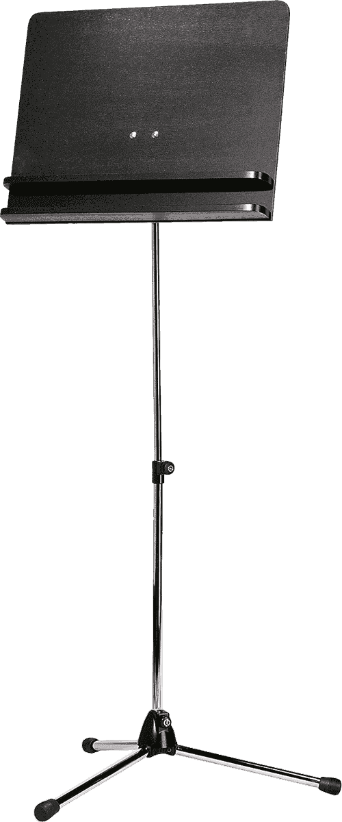 Pupitre D'orchestre Chrom Plateau Bois Noir Deux Tablettes