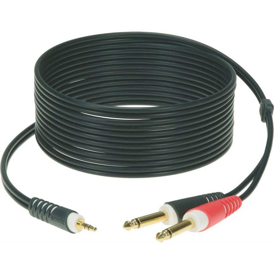 CABLE Y NOIR 1M MINI JACK 3P - 2X JACK 2P CONTACT EN OR