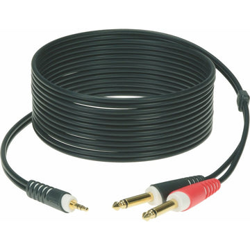 CABLE Y NOIR 1M MINI JACK 3P - 2X JACK 2P CONTACT EN OR