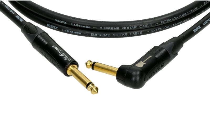 LA-grange Instrumentkabel Zwart 3M Mono Jack - Haakse Mono Jack Goudcontact